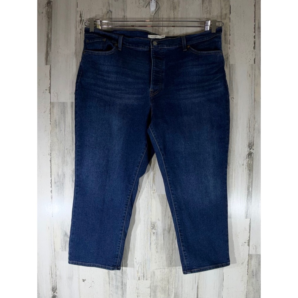 Levis Wedgie Straight Jeans 24W (42x25.5) Dark Wash Cropped High Rise Button Fly